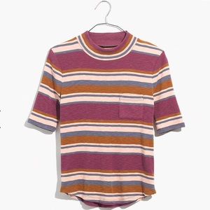 NWT. Madewell mock neck striped shirt tail tee